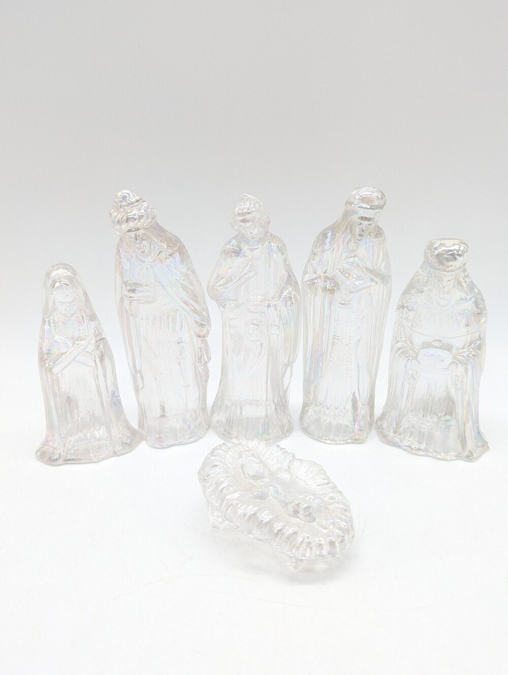 Clear Glass Iridescent Minimalist Christmas Manger Nativity Scene